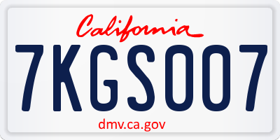 CA license plate 7KGS007
