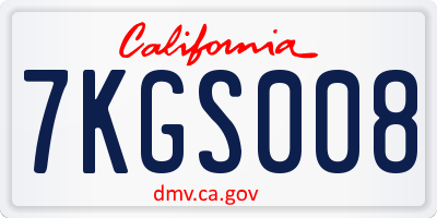 CA license plate 7KGS008