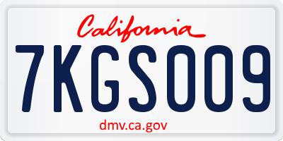 CA license plate 7KGS009