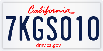 CA license plate 7KGS010