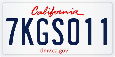 CA license plate 7KGS011