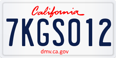 CA license plate 7KGS012