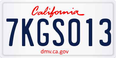 CA license plate 7KGS013