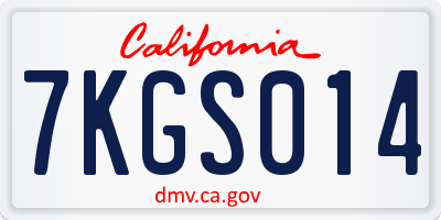 CA license plate 7KGS014