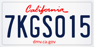 CA license plate 7KGS015