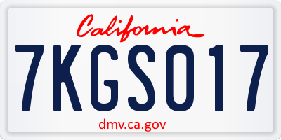 CA license plate 7KGS017
