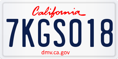 CA license plate 7KGS018