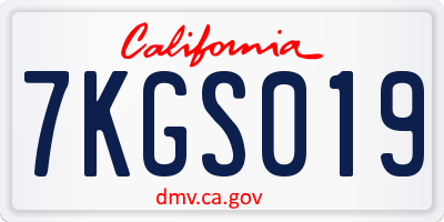 CA license plate 7KGS019