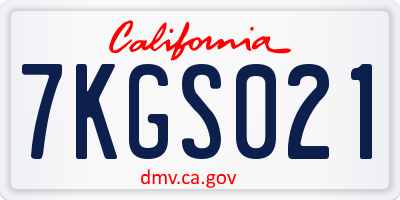 CA license plate 7KGS021
