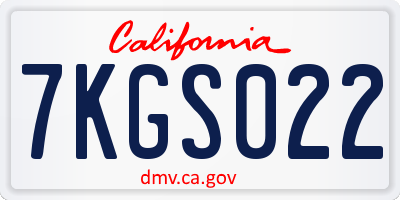 CA license plate 7KGS022