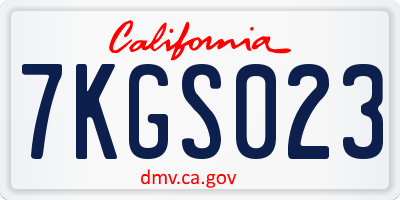 CA license plate 7KGS023