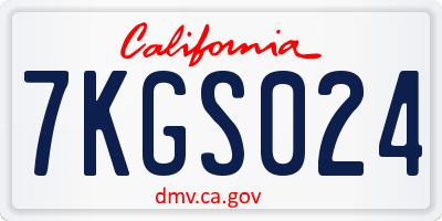 CA license plate 7KGS024