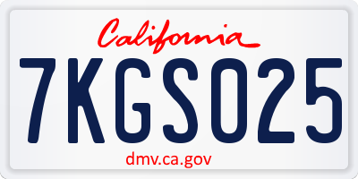 CA license plate 7KGS025