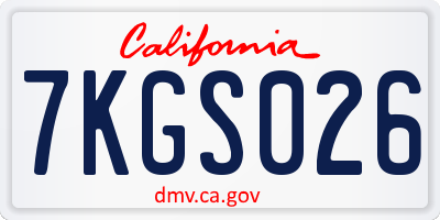 CA license plate 7KGS026