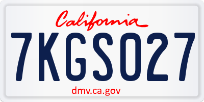 CA license plate 7KGS027