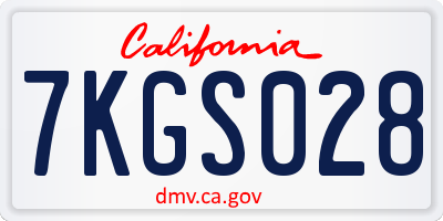 CA license plate 7KGS028