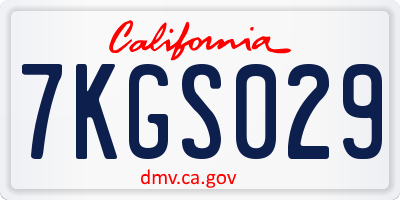 CA license plate 7KGS029