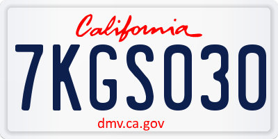 CA license plate 7KGS030
