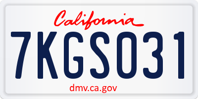 CA license plate 7KGS031