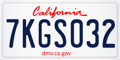 CA license plate 7KGS032