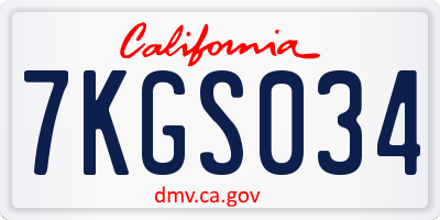 CA license plate 7KGS034