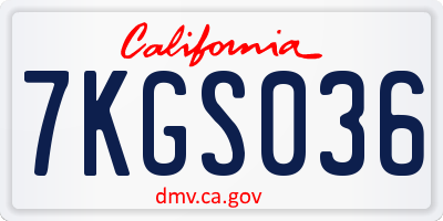 CA license plate 7KGS036