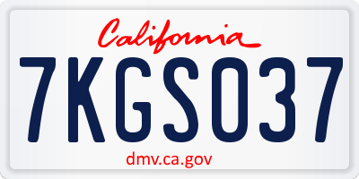 CA license plate 7KGS037