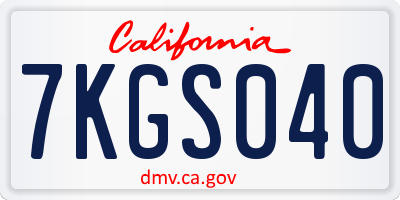 CA license plate 7KGS040