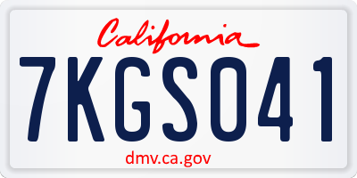 CA license plate 7KGS041