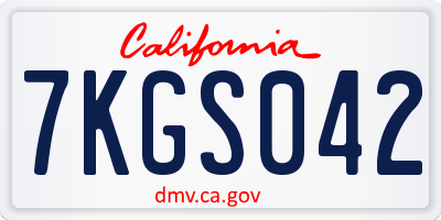 CA license plate 7KGS042