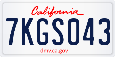 CA license plate 7KGS043