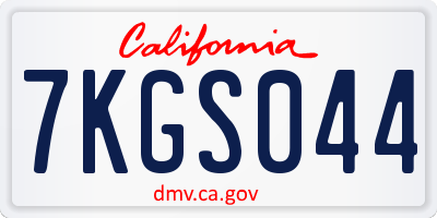 CA license plate 7KGS044