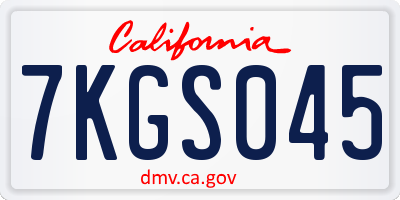 CA license plate 7KGS045
