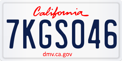 CA license plate 7KGS046