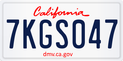 CA license plate 7KGS047