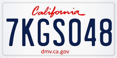 CA license plate 7KGS048