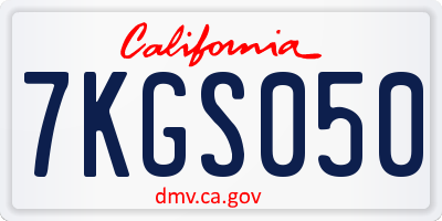 CA license plate 7KGS050