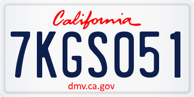 CA license plate 7KGS051