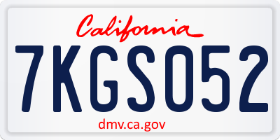CA license plate 7KGS052