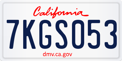 CA license plate 7KGS053