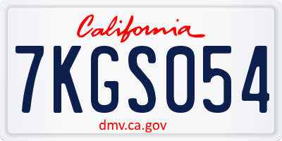 CA license plate 7KGS054