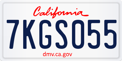 CA license plate 7KGS055