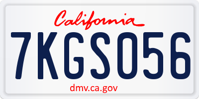 CA license plate 7KGS056