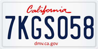 CA license plate 7KGS058
