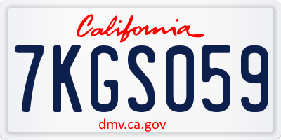 CA license plate 7KGS059