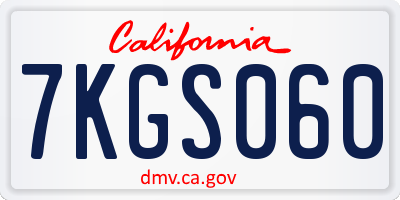 CA license plate 7KGS060