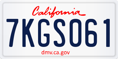 CA license plate 7KGS061