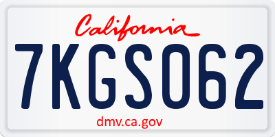 CA license plate 7KGS062