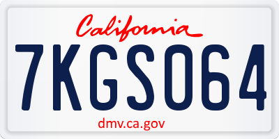 CA license plate 7KGS064