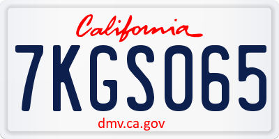 CA license plate 7KGS065